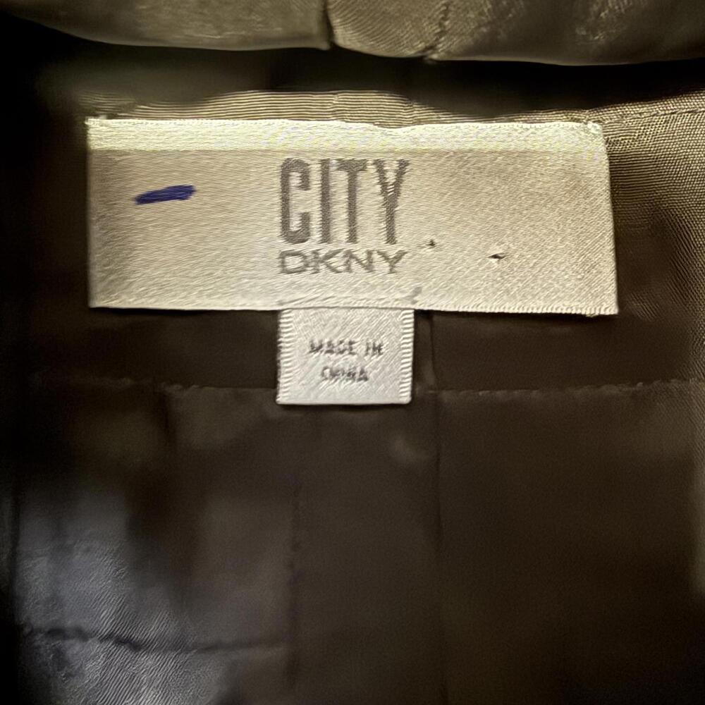 DKNY City Silk Skirt Size 6 Blue-Brown-Cinnamon Geometric Design Midi - Picture 6 of 8